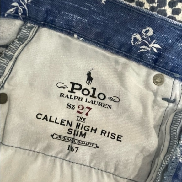 Polo Ralph Lauren Woman’s Jean Size 27 Blue White Floral High Rise Slim Callen - Picture 4 of 7